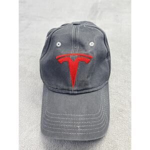 Tesla Hat Cap Strap Back Gray Cotton Embroidered TDG Tesla Drivers Group Mens
